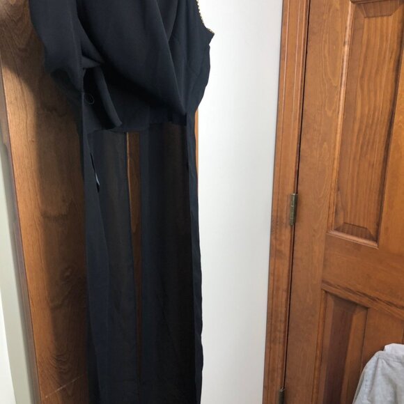 Bebe Tunic Top Split Sides Open Back Sheer Lined Romantic Whimsigoth Black Sexy - Picture 5 of 12